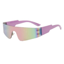 Paarse sport zonnebril met randloos montuur - Multicolor glas
