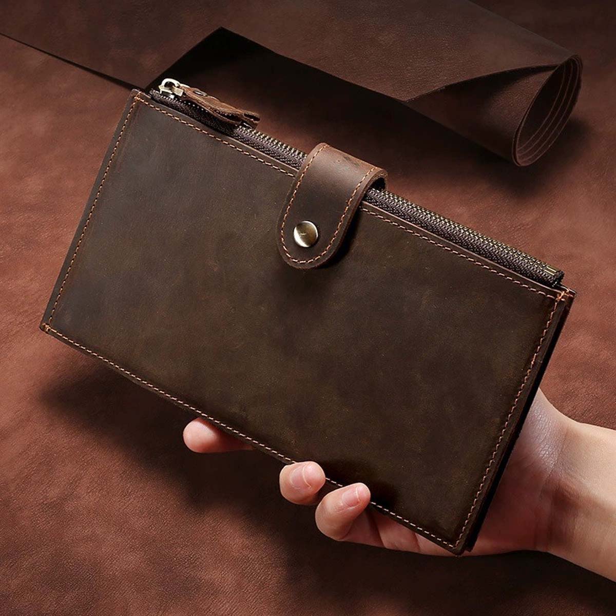 Yucka - Luxe ruime leren portemonnee - Bruin - Afbeelding 2