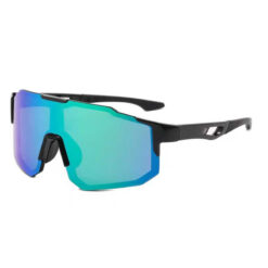 Gepolariseerde zwarte sport zonnebril - Blauw/groen glas