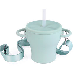 Duradis - 2 in 1 Opvouwbare drink en snackbeker voor kinderen - Turquoise