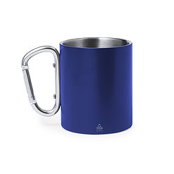 Mok met karabijnhaak 300 ml RVS blauw