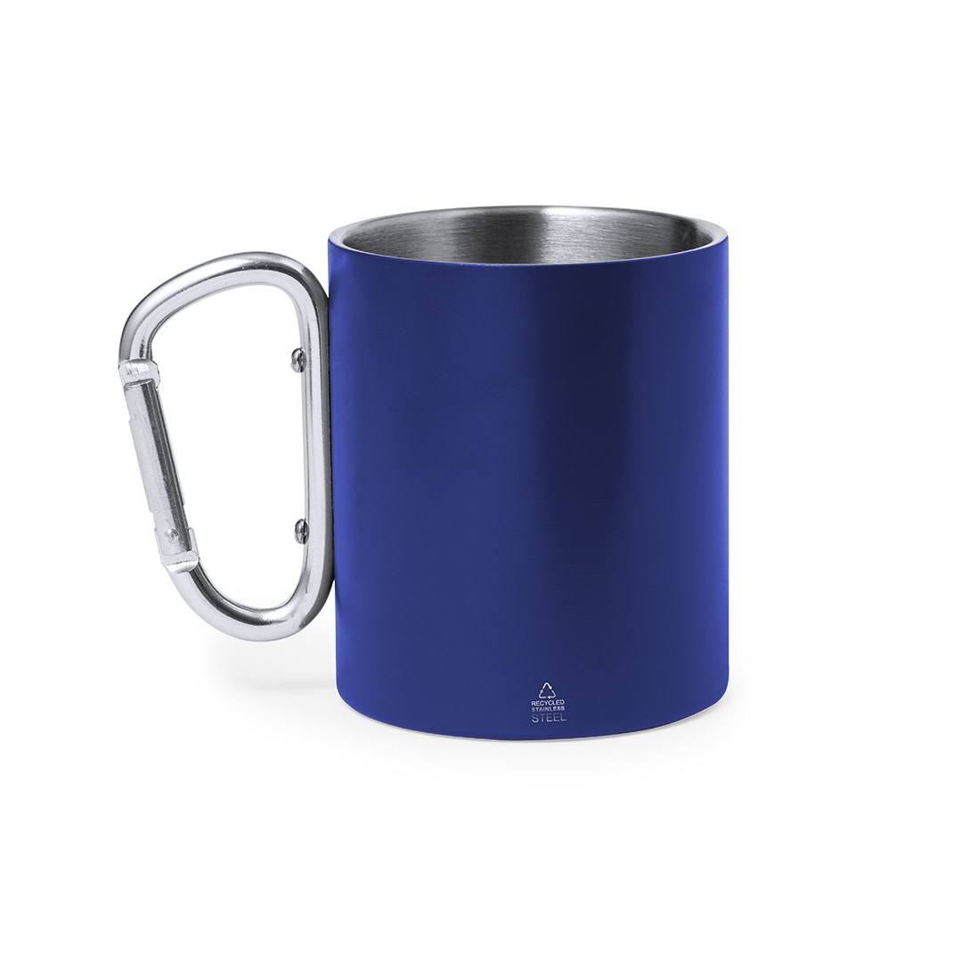 Mok met karabijnhaak 300 ml RVS blauw