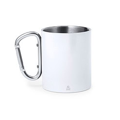 Mok met karabijnhaak 300 ml RVS wit
