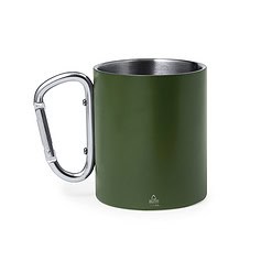 Mok met karabijnhaak 300 ml RVS groen