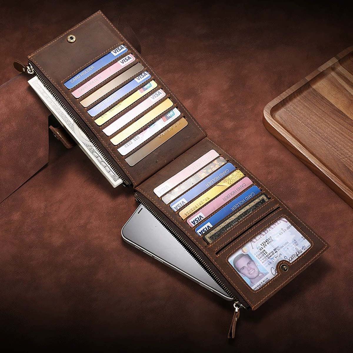 Yucka - Luxe ruime leren portemonnee - Bruin - Afbeelding 4
