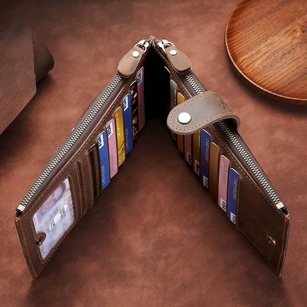 Yucka - Luxe ruime leren portemonnee - Bruin - Afbeelding 3