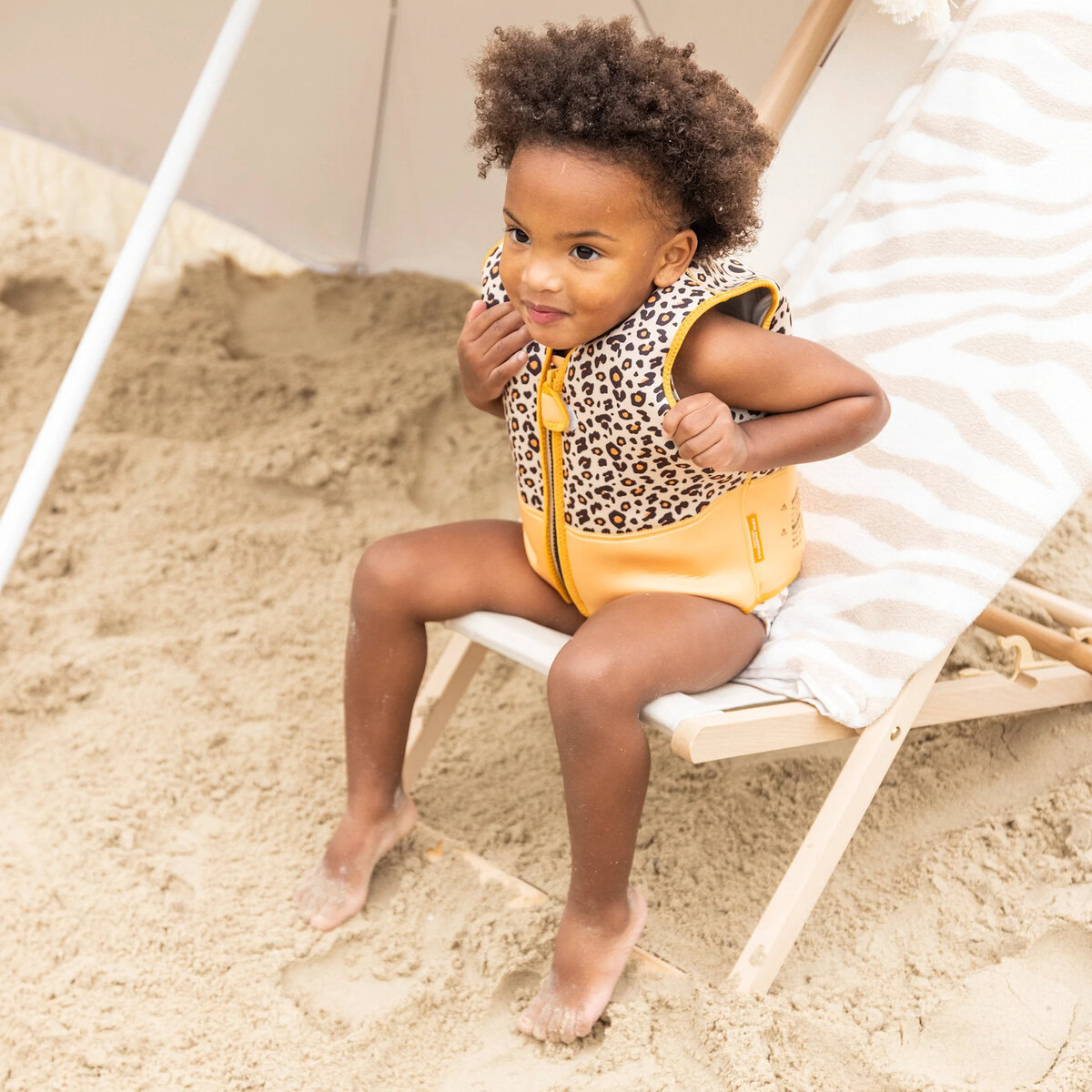 Zwemvest met panterprint beige 18-30 kg - Afbeelding 3