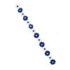Bloemetjesband 3 meter blauw/wit