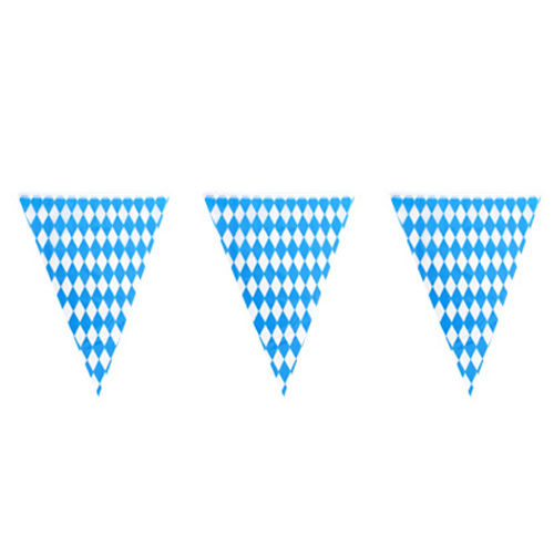 Vlaggenlijn Oktoberfest ruitjes blauw/wit 10 meter