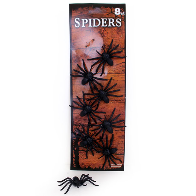 Halloween decoratie spinnen zwart 8 stuks