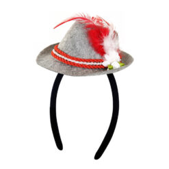 Oktoberfest haarband tiroler hoedje grijs/rood