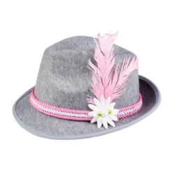 Oktoberfest Tiroler hoed grijs/roze