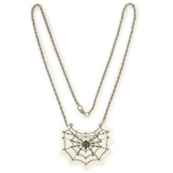 Halloween spinnenweb ketting zilver