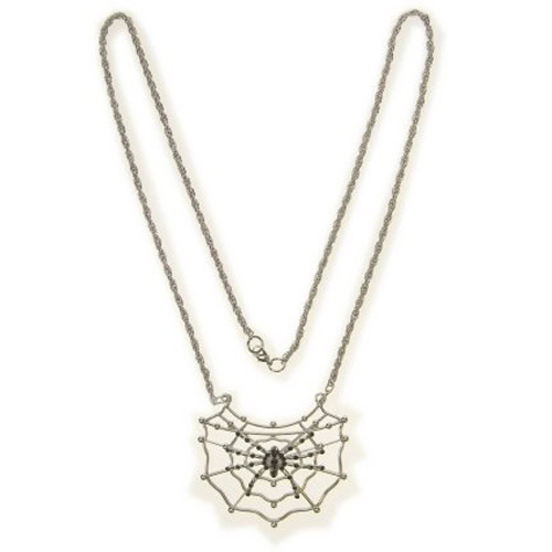 Halloween spinnenweb ketting zilver