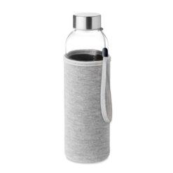 Glazen drinkfles met draaglus en beschermhoes 500 ml grijs