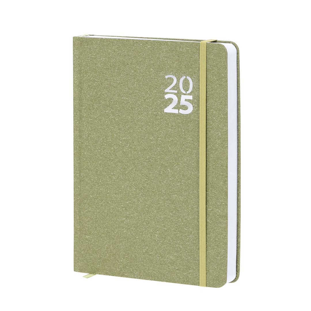 Duurzame A5 agenda 2025 van gerecycled karton - Groen