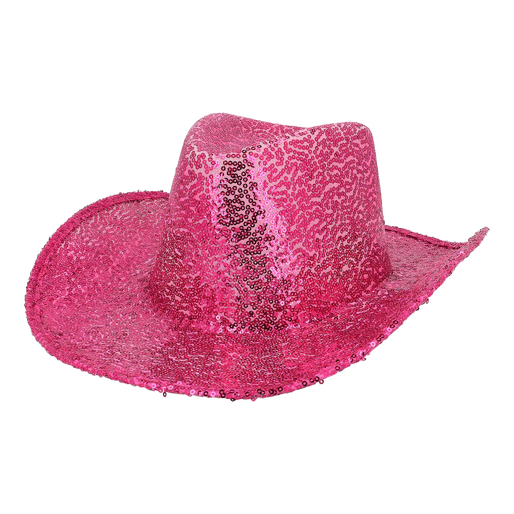 Cowboy hoed rodeo pailletten roze