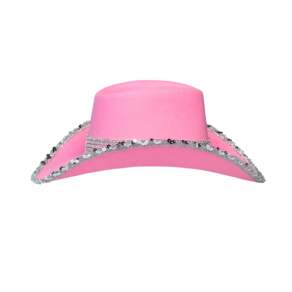 Cowboy hoed pailletten met steentjes roze - Afbeelding 5