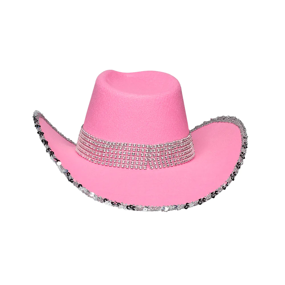 Cowboy hoed pailletten met steentjes roze - Afbeelding 4