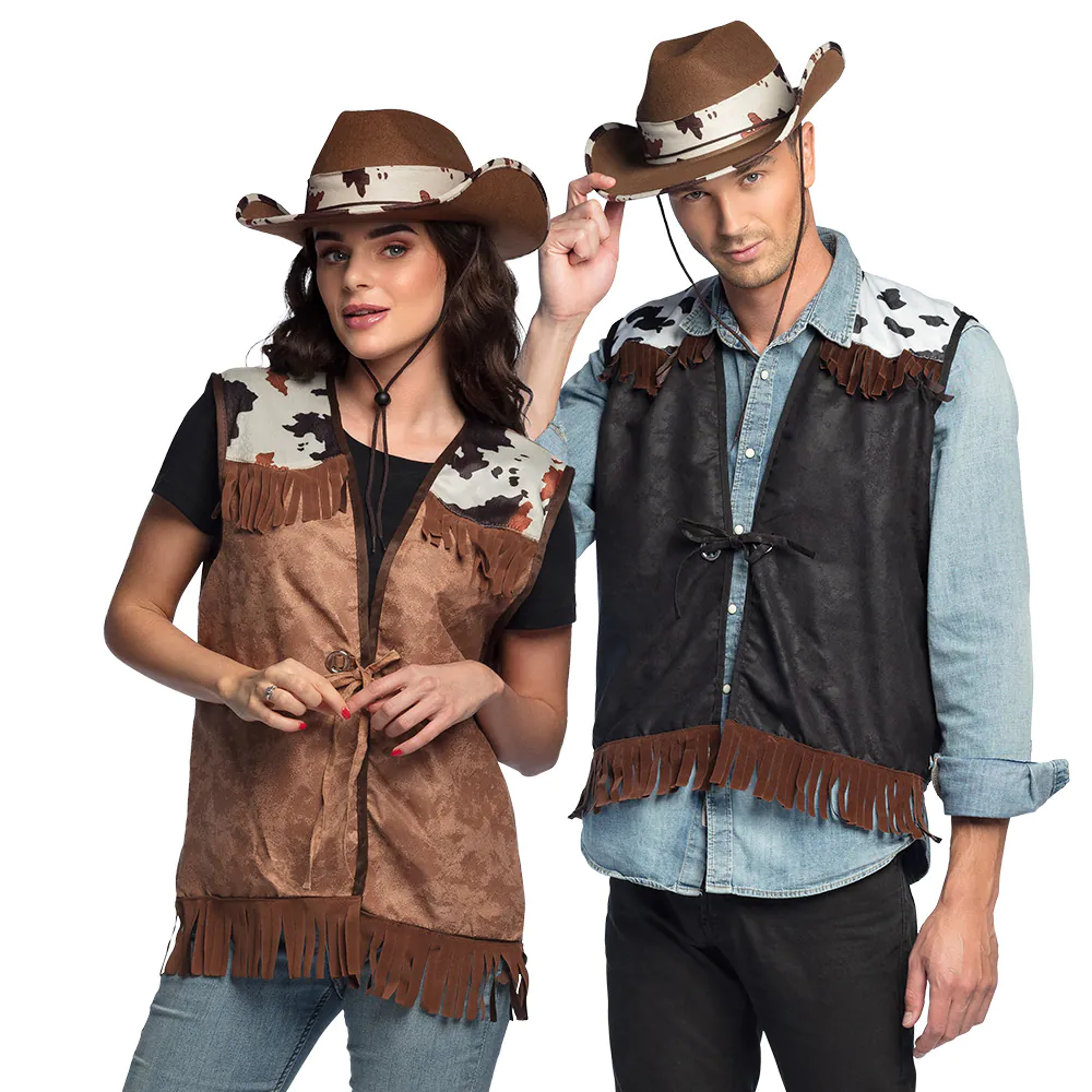 Cowboy hoed koeienvlekken bruin - Afbeelding 5