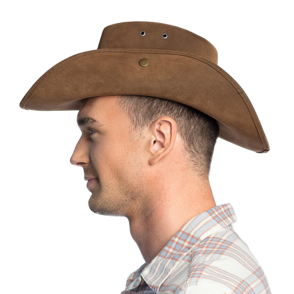 Cowboy hoed met ster kunstleer bruin - Afbeelding 5