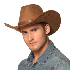 Alternative view of Cowboy hoed suède met riem bruin