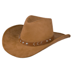 Cowboy hoed suède met riem bruin