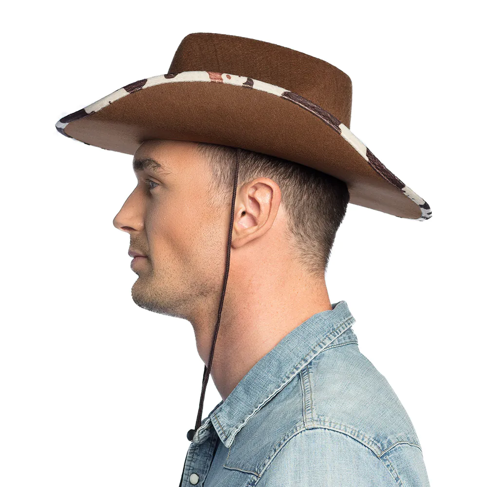 Cowboy hoed koeienvlekken bruin - Afbeelding 4