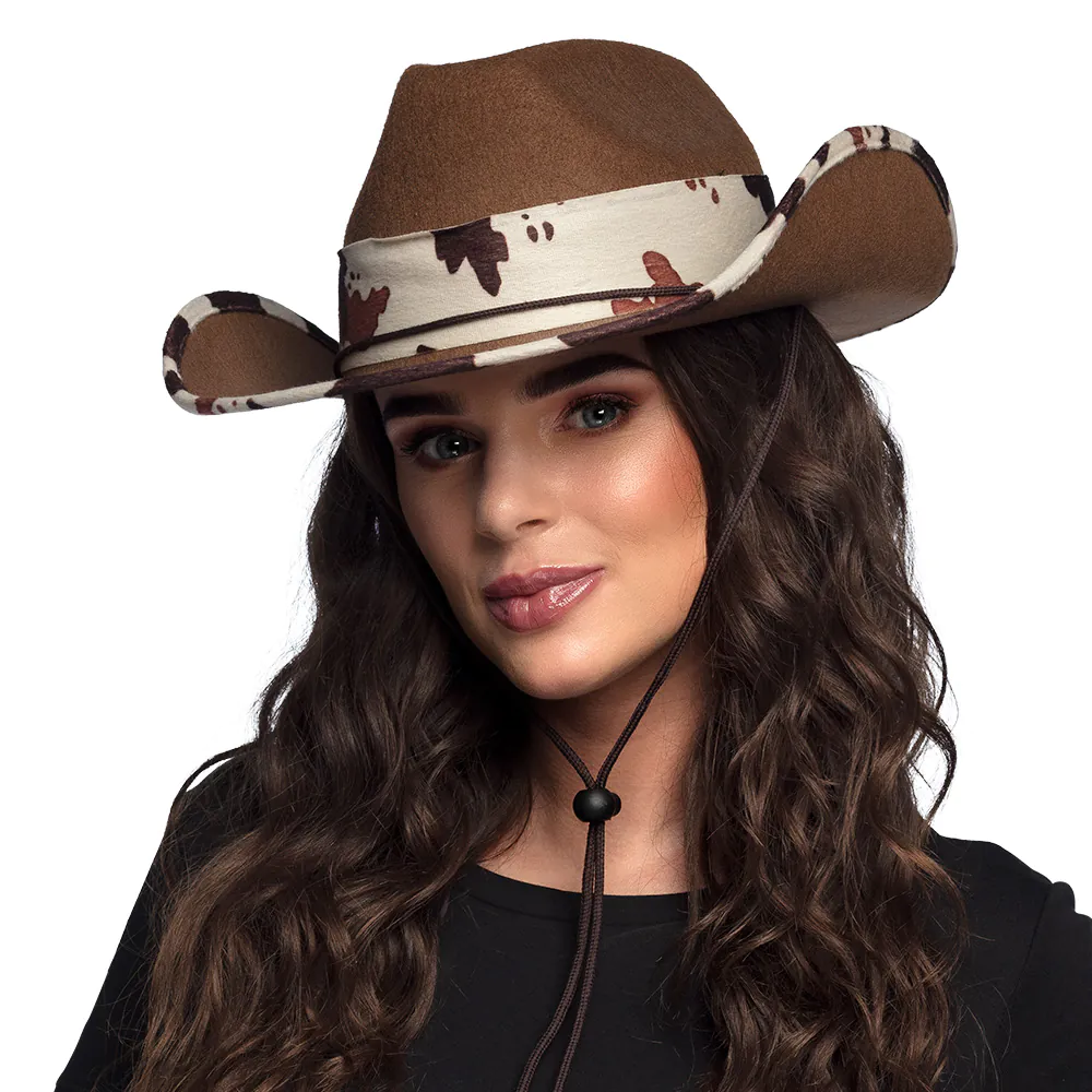 Cowboy hoed koeienvlekken bruin - Afbeelding 2
