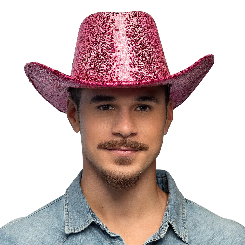 Cowboy hoed rodeo pailletten roze - Afbeelding 4