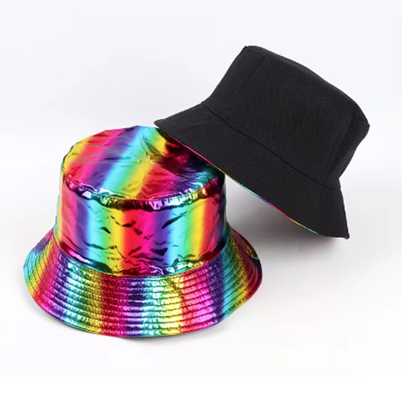 Reversible bucket hat glanzend regenboog - Afbeelding 2