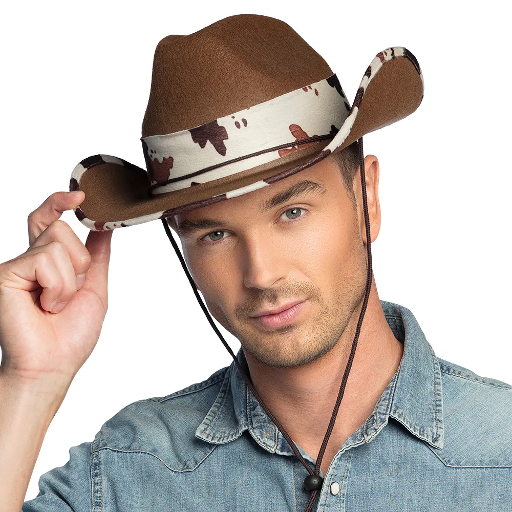 Cowboy hoed koeienvlekken bruin - Afbeelding 3