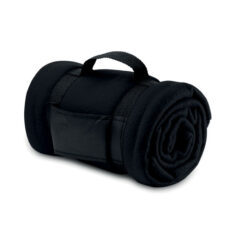 Fleece deken met handvat 150 x 120 cm zwart