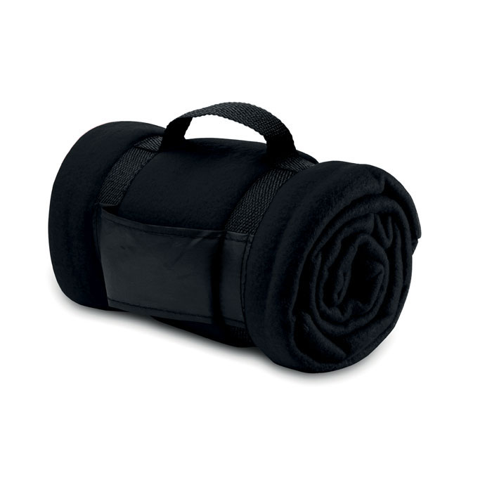 Fleece deken met handvat 150 x 120 cm zwart