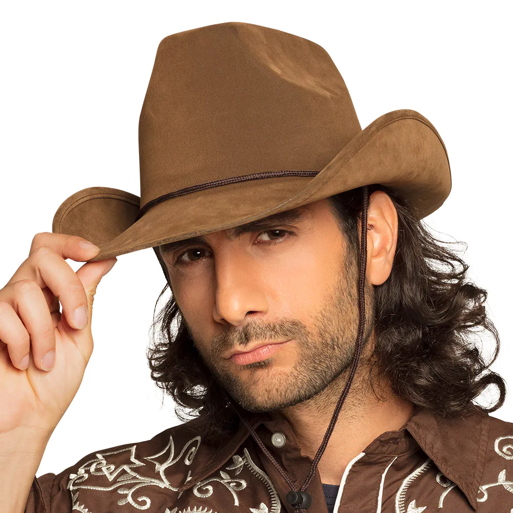 Cowboy hoed kunstleer bruin - Afbeelding 3