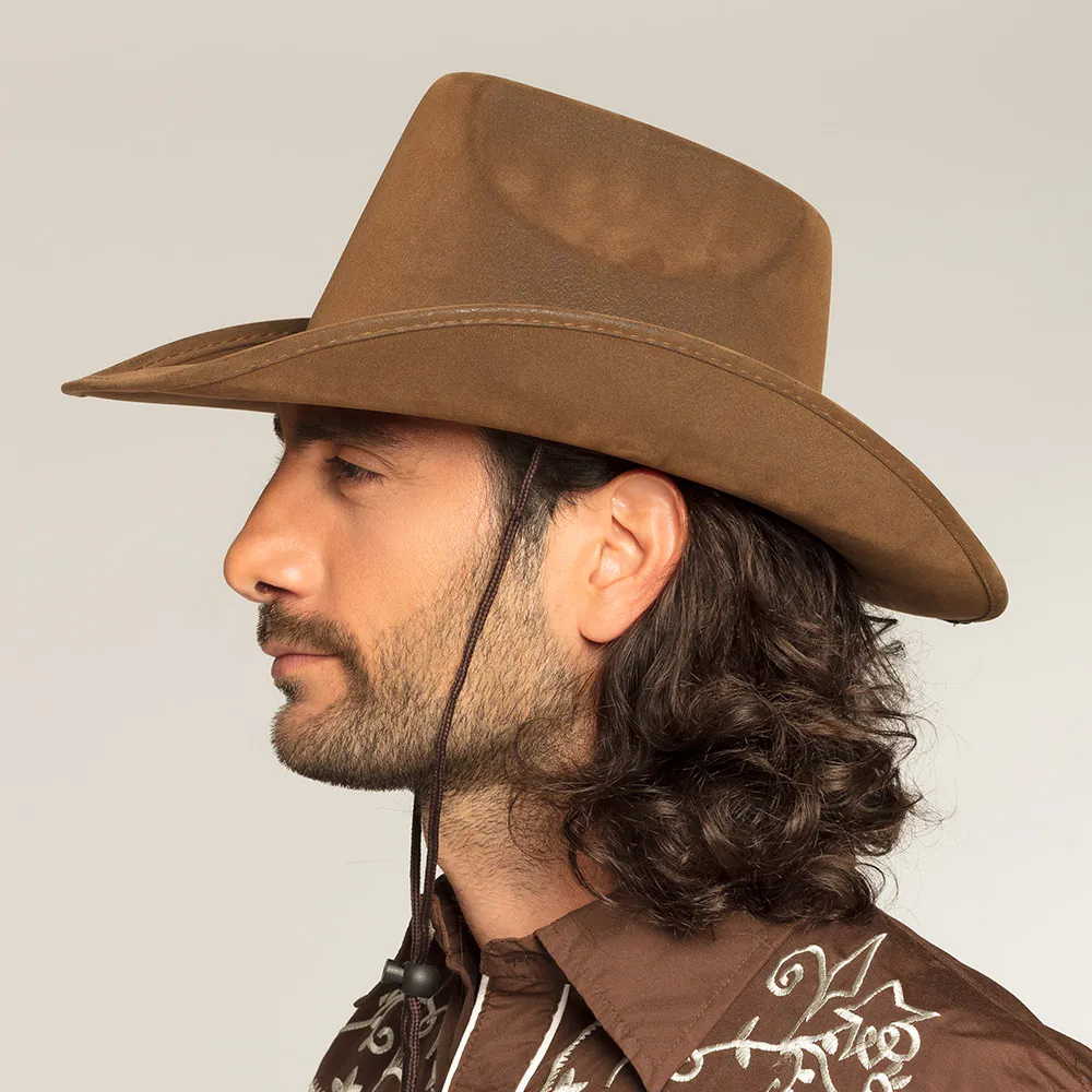 Cowboy hoed kunstleer bruin - Afbeelding 5