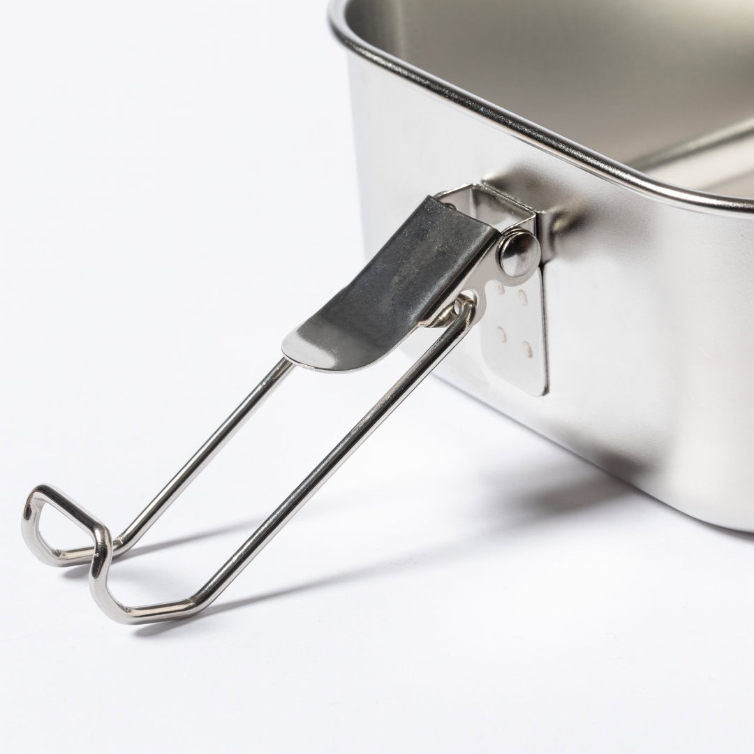 Lunchbox met dubbel compartiment RVS/bamboe 940 ml zilver - Afbeelding 4