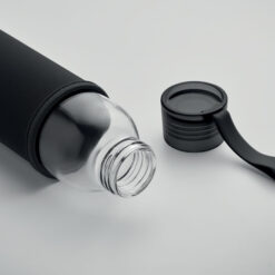 Alternative view of Glazen drinkfles met beschermhoes en draaglus 500 ml zwart