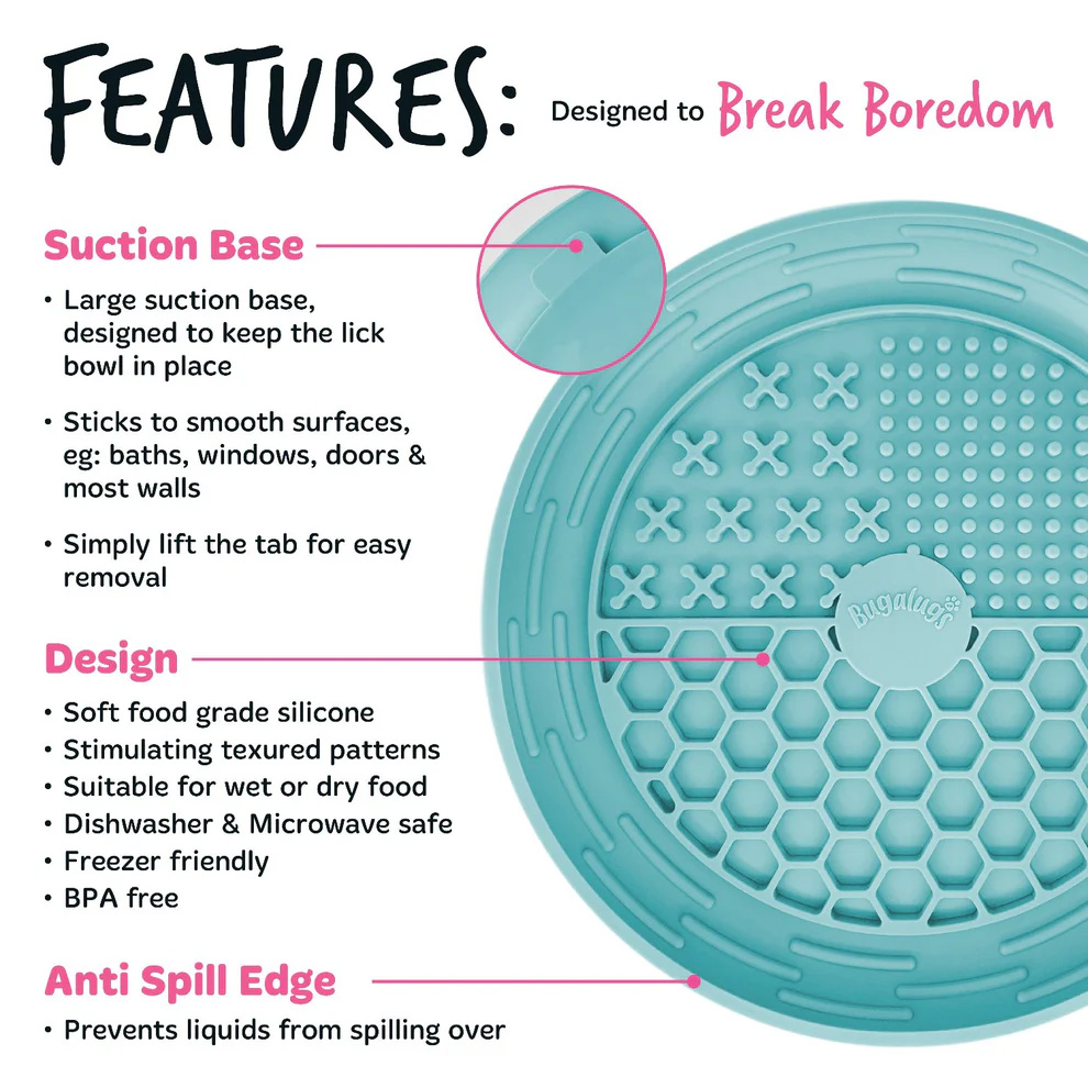 Bugalugs Lick Bowl likbak voor honden en katten - Blauw - Afbeelding 2