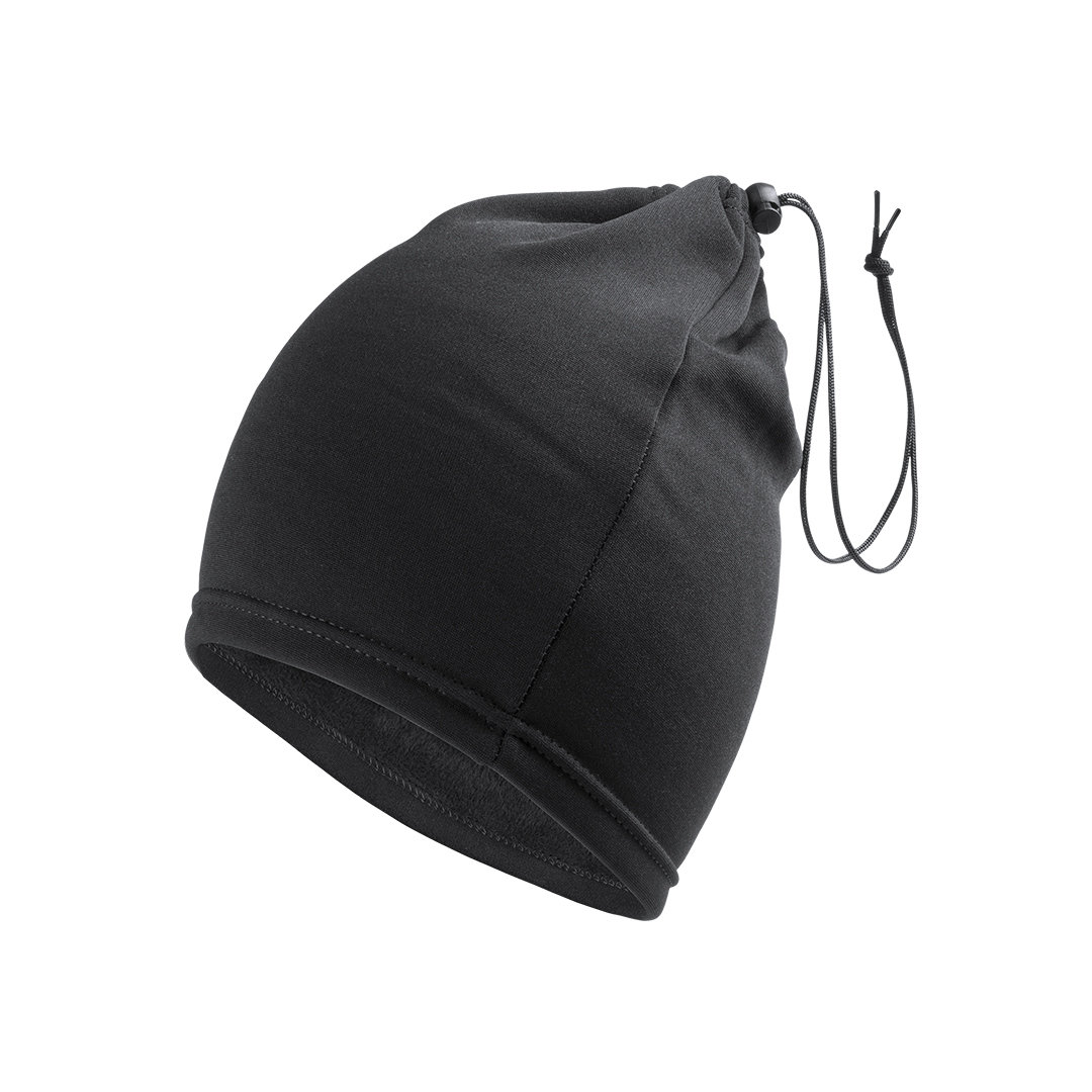 2-in-1 colsjaal en muts polyester/fleece zwart - Afbeelding 2