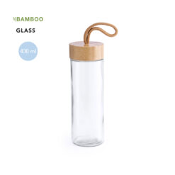Stijlvolle drinkfles gemaakt van glas en bamboe - 430ml