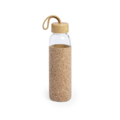 Alternative view of Stijlvolle glazen drinkfles met kurken hoes en bamboe dop - 500ml