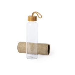 Alternative view of Stijlvolle glazen drinkfles met jute hoes en bamboe dop - 500ml