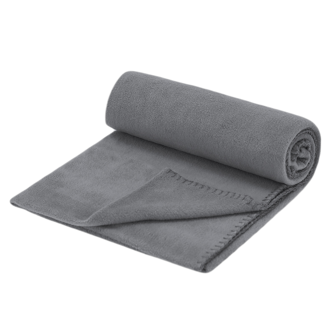 Polar fleece deken 150 x 120 cm grijs - Afbeelding 3
