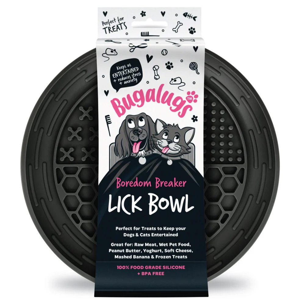 Bugalugs Lick Bowl likbak voor honden en katten - Zwart