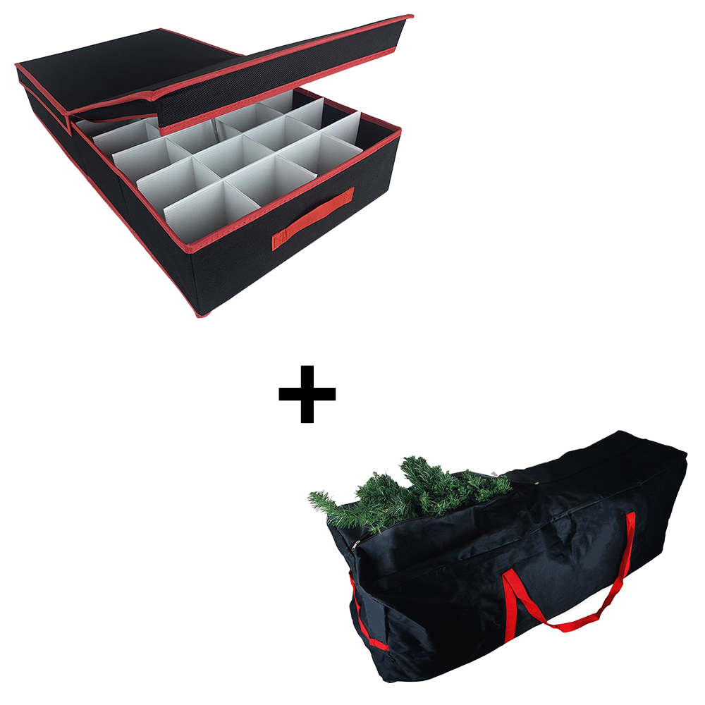 Combi deal kerstballen opbergbox + kerstboom opbergtas
