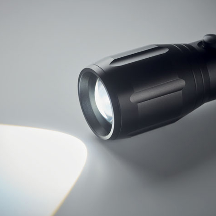 Grote zaklamp aluminium zwart - Afbeelding 4