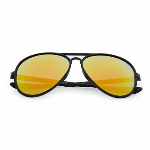 Aviator zonnebril zwart | rood-gele spiegel lenzen