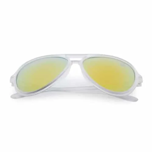 Aviator zonnebril transparant | rood-gele spiegel lenzen