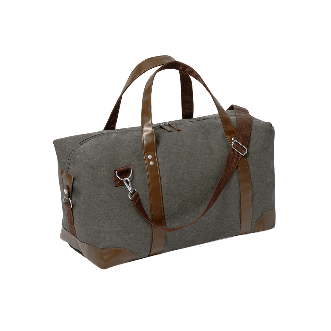 Sporttas 60 liter canvas grijs/bruin - Afbeelding 2